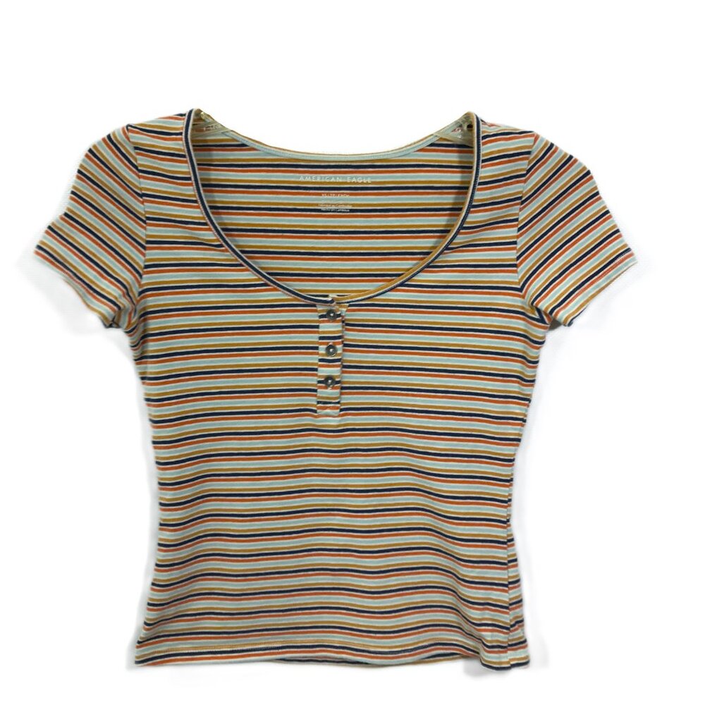 90s Y2K American Eagle Striped Knit Top XS